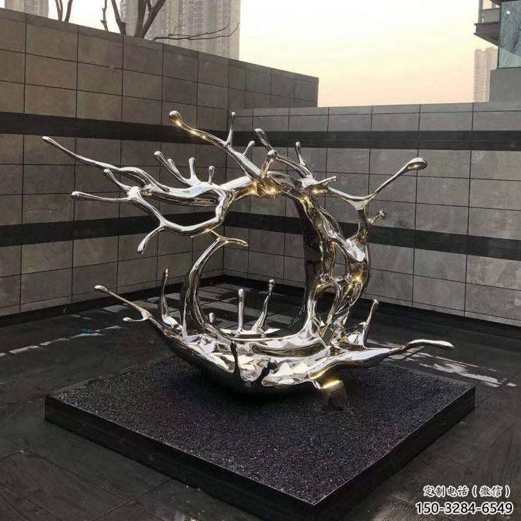 庭院海浪雕塑，镀金欧式雕塑，镜面形式