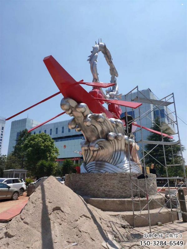 海浪纹雕塑制作，城市装饰，不锈钢海浪纹雕塑标准