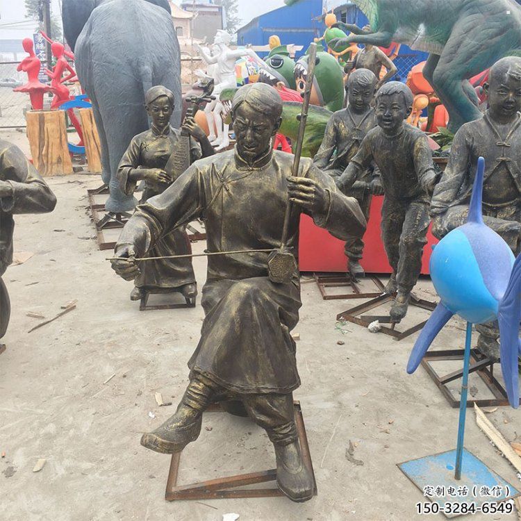 彈古箏雕塑供求，露天雕塑，民俗人物雕塑制作