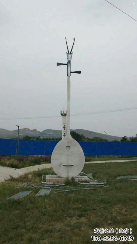 马头琴雕塑批发，街头艺术，不锈钢马头琴雕塑展品