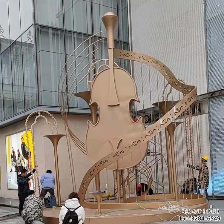 提琴雕塑优选，陆地摆件，不锈钢提琴雕塑制作承接