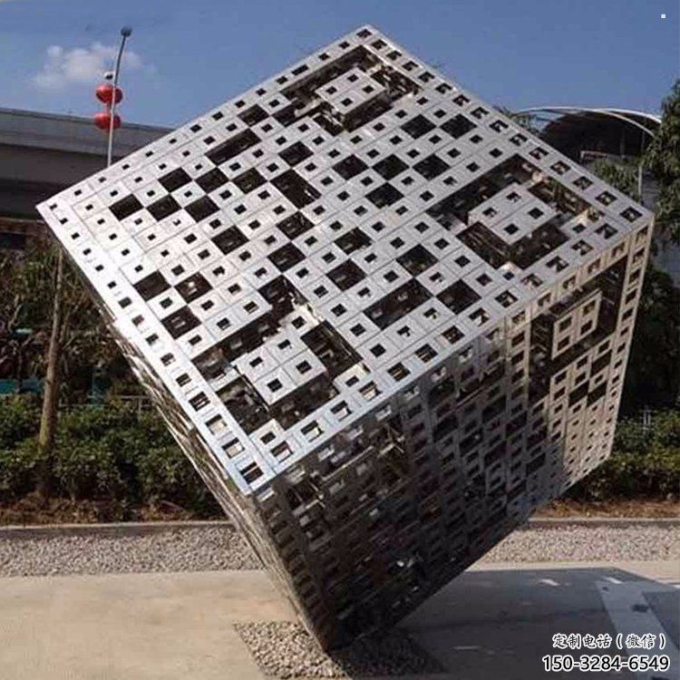 方块方案展品，街头雕塑，地产不锈钢方块雕塑供需