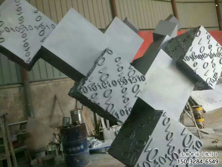 几何体雕塑订做，街道标识，不锈钢几何体雕塑定做