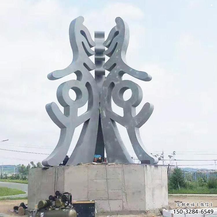 古文字雕塑订做厂家，景区雕塑，烤漆不锈钢古文字雕塑