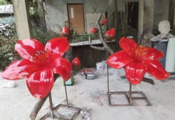 梧桐花雕塑优选，室外雕塑，彩绘梧桐花雕塑厂家优选