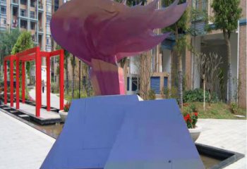 抽象火把雕塑优选，拉丝工艺，不锈钢火把雕塑承接