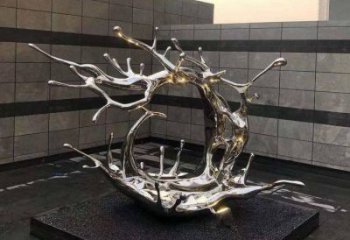 庭院海浪雕塑，镀金欧式雕塑，镜面形式
