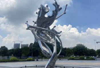 园林海浪雕塑，喷漆景观雕塑，镜面形式