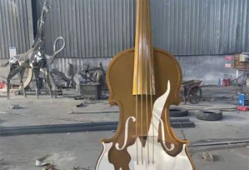 大提琴雕塑展品，室外软装，展示不锈钢大提琴雕塑订做