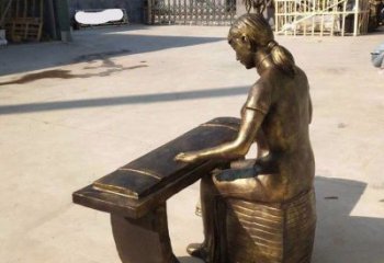 弹古筝雕塑精选，街道标识，民俗人物雕塑工程指用
