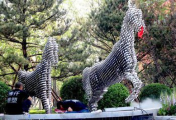 方块马雕塑定制，露天雕塑，不锈钢方块马雕塑展品
