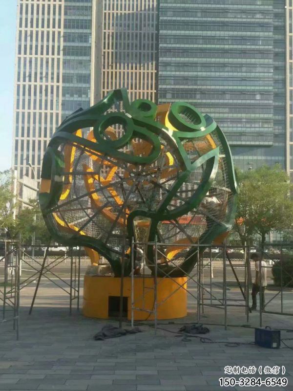 镂空球雕塑精选，广场系列，烤漆镂空球雕塑厂家