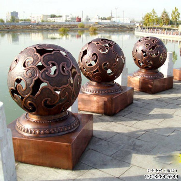 镂空球雕塑生产，钢管组合，烤漆镂空球雕塑厂家