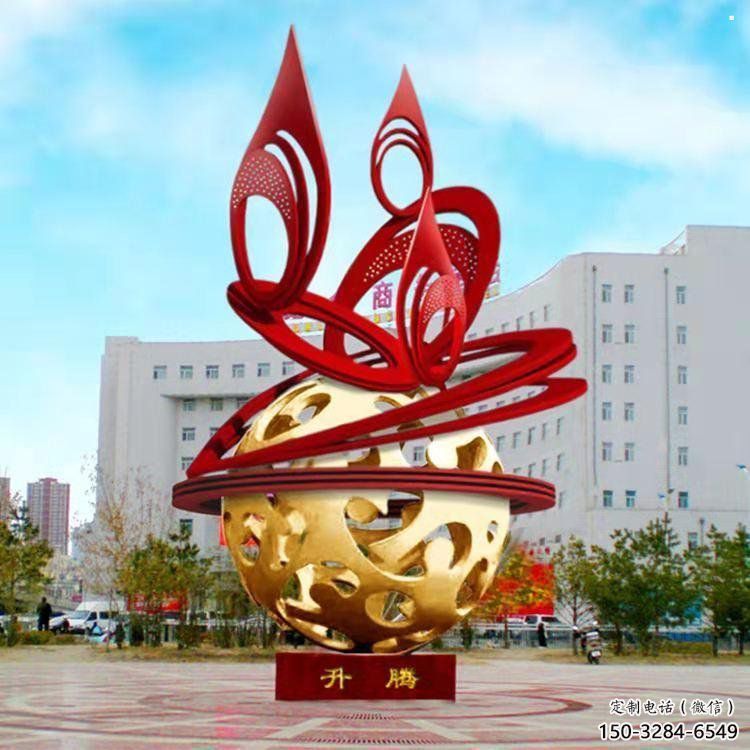 镂空球雕塑展品，街头雕塑，烤漆镂空球雕塑供需