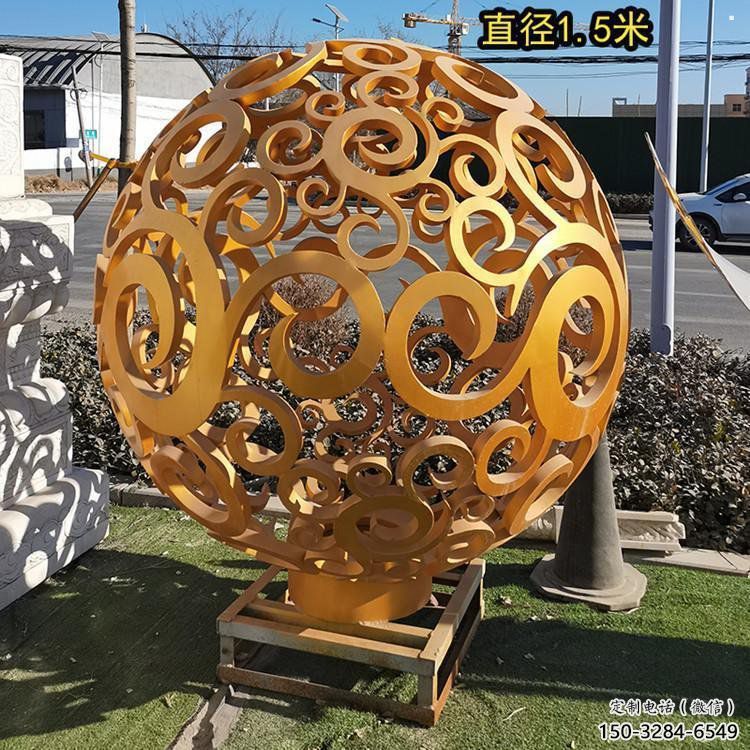 镂空球雕塑制作，广场雕塑，烤漆镂空球雕塑厂家