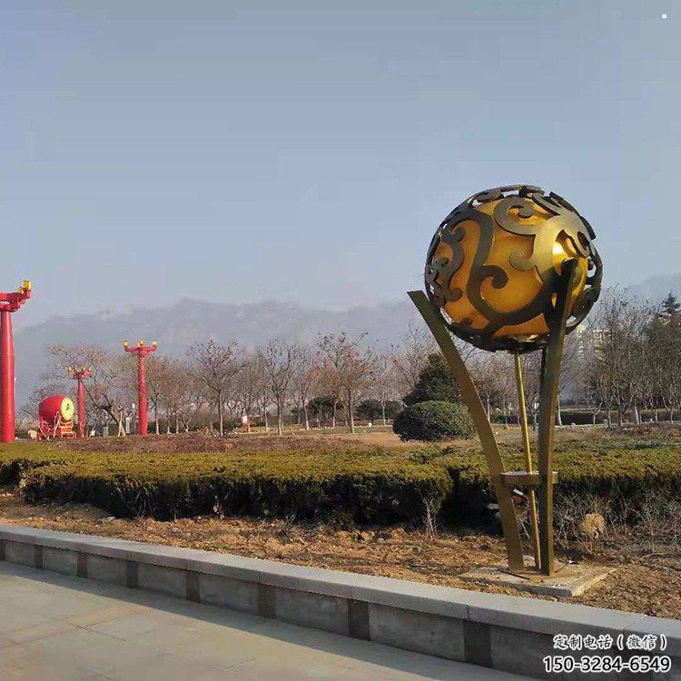 空心球雕塑生产商，动态雕塑，镂空空心球雕塑定制