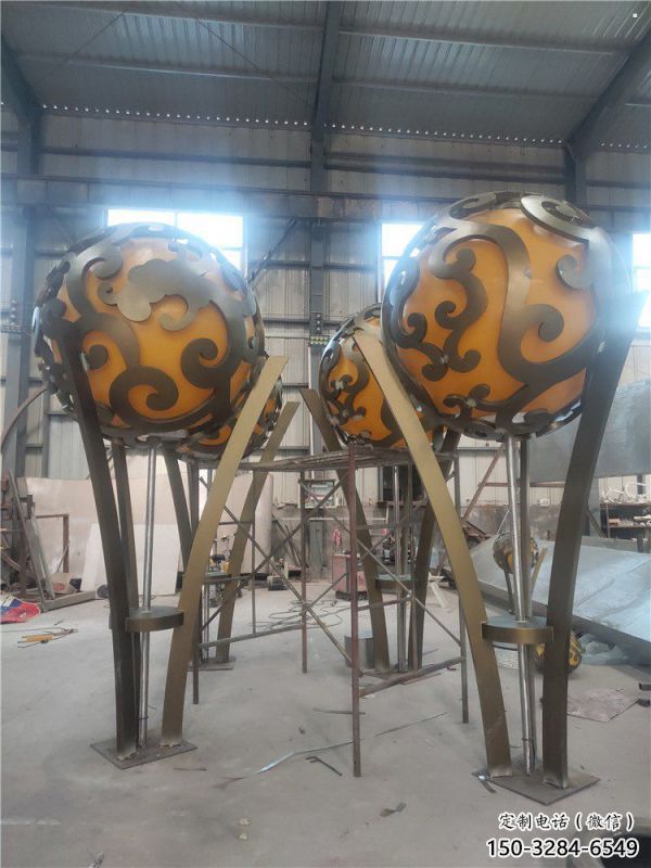 空心球雕塑制作，地標(biāo)擺件，景觀鏤空空心球雕塑選用