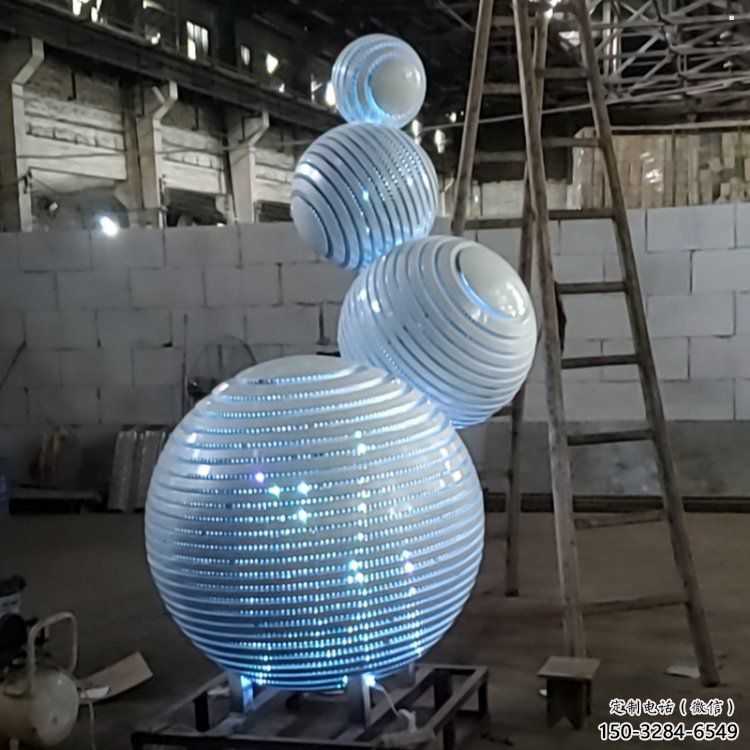 灯光球雕塑承接，城市雕塑，不锈钢灯光球雕塑精品