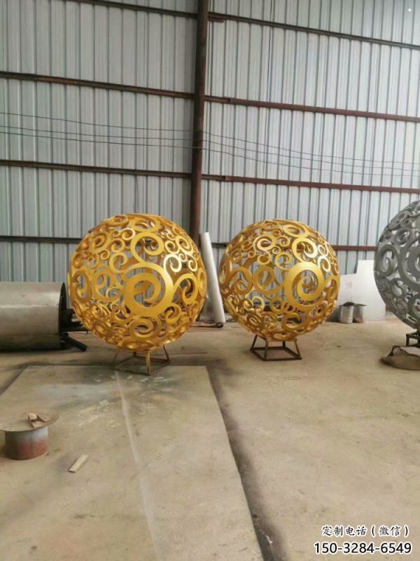 灯光球雕塑制作，美陈雕塑，不锈钢灯光球雕塑优选