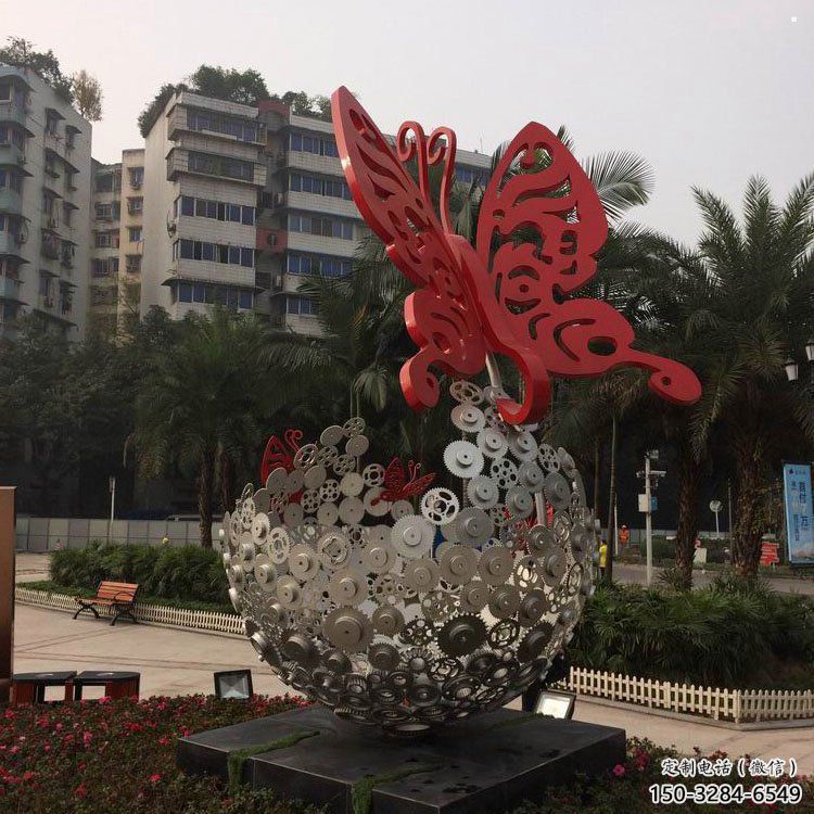 花球雕塑定做，公园小品，不锈钢花球雕塑供应