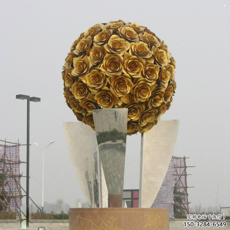 花球雕塑精选，市标雕塑，不锈钢花球雕塑厂家