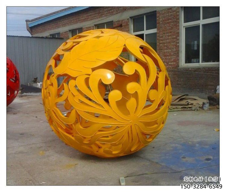 花纹球雕塑指用，小区雕塑，不锈钢花纹球雕塑制作