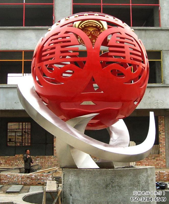 绣球雕塑承接，广场系列，烤漆绣球雕塑标准