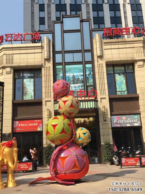 绣球雕塑定价，中式工艺，不锈钢绣球雕塑定价