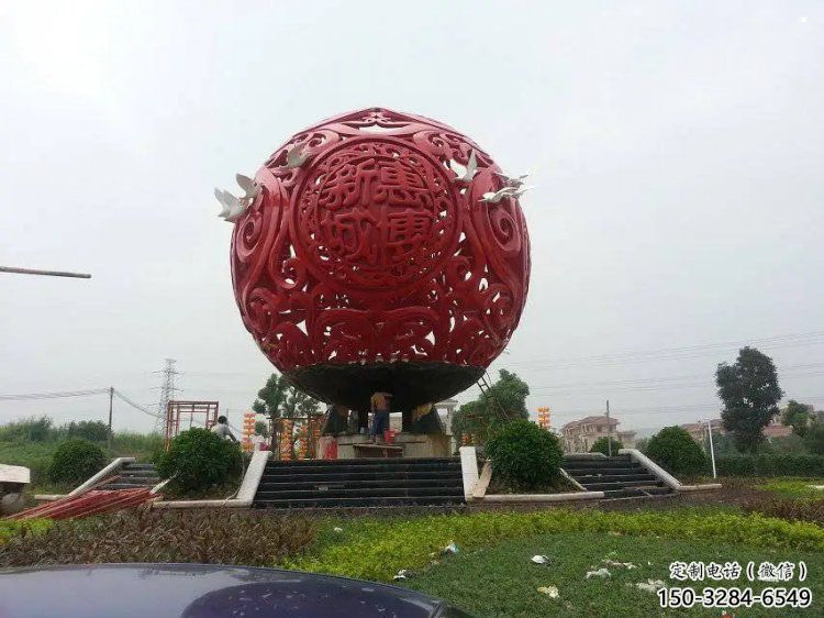 圆球雕塑服务商，街道标识，景观烤漆圆球雕塑定制