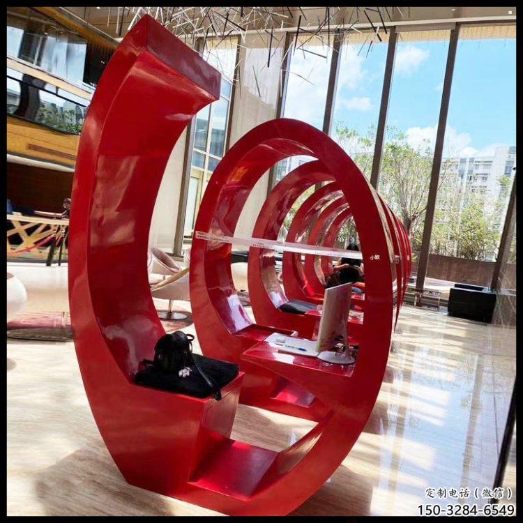 胶卷坐凳雕塑，螺旋艺术形态，螺旋坐凳雕塑制作