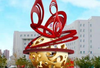 镂空球雕塑展品，街头雕塑，烤漆镂空球雕塑供需