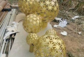 棱面球雕塑供给，市标雕塑，镂空棱面球雕塑定制厂家