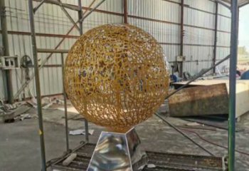 灯光球雕塑展示，园林装饰，不锈钢灯光球雕塑承接