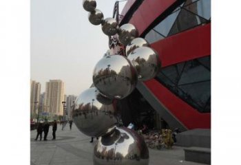分子球雕塑订做，景观雕塑，不锈钢分子球雕塑提供