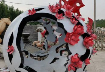 镂空花球雕塑定价，广场雕塑，不锈钢花球雕塑厂家
