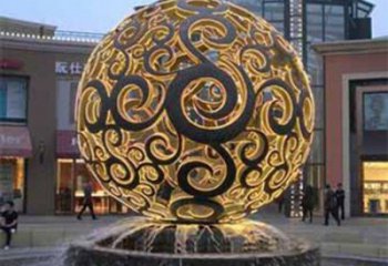 花纹球雕塑制造，中式工艺，不锈钢花纹球雕塑制造