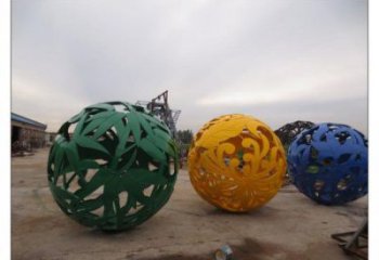 镂空花纹球雕塑定做，广场雕塑，不锈钢花纹球雕塑优选