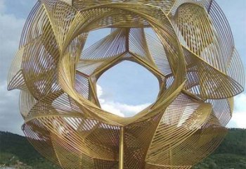 镂空绣球雕塑预定，彩钢制作，不锈钢绣球雕塑制作
