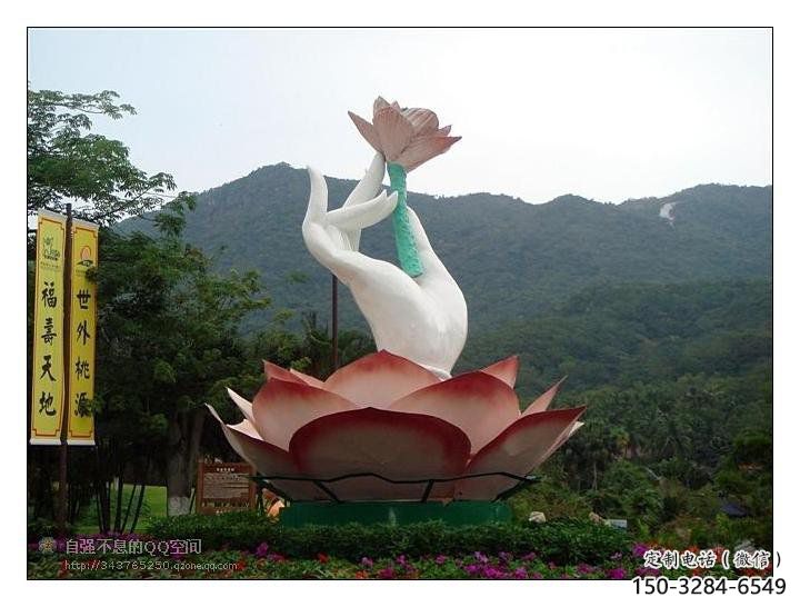 手拈花雕塑，街头艺术，不锈钢手拈花雕塑展品