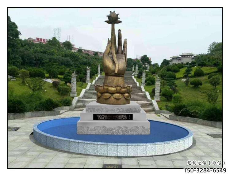 手拈花雕塑生产，城市装饰，不锈钢手拈花雕塑选定