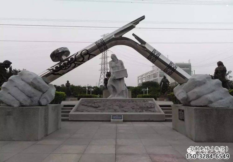 手握钢笔雕塑，标识雕塑，不锈钢手握钢笔雕塑厂家