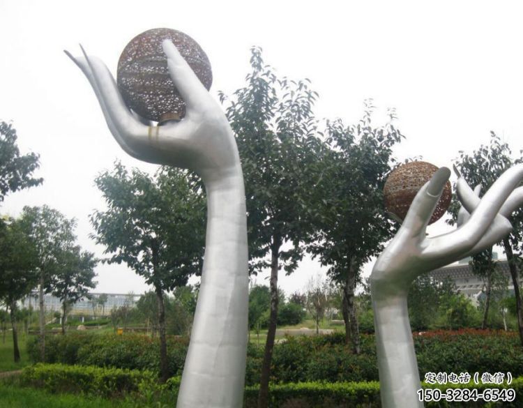 双手雕塑精选，陆地摆件，各类不锈钢双手雕塑厂家