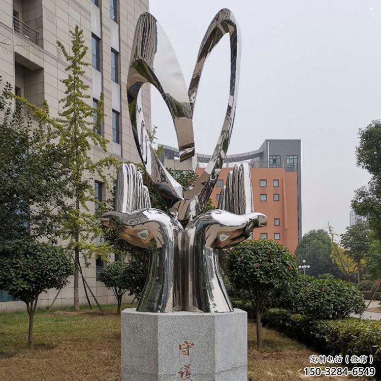 双手雕塑指用，小区雕塑，广场不锈钢双手雕塑制作