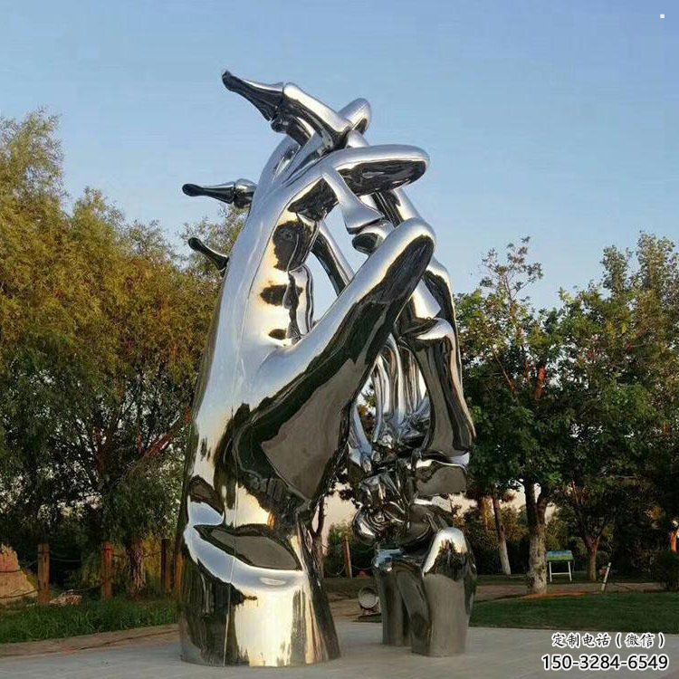 握手雕塑订做，景观雕塑，不锈钢握手雕塑厂家提供