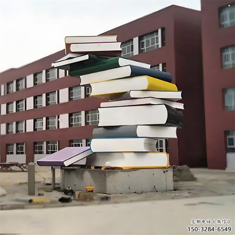 学校叠书雕塑提供，多彩艺术，中式不锈钢叠书雕塑通用