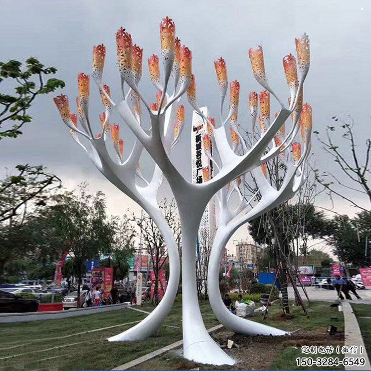 遮阳树雕塑批发，标识雕塑，不锈钢遮阳树雕塑优选