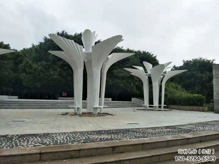 遮阳树雕塑展品，室外软装，不锈钢遮阳树雕塑订做