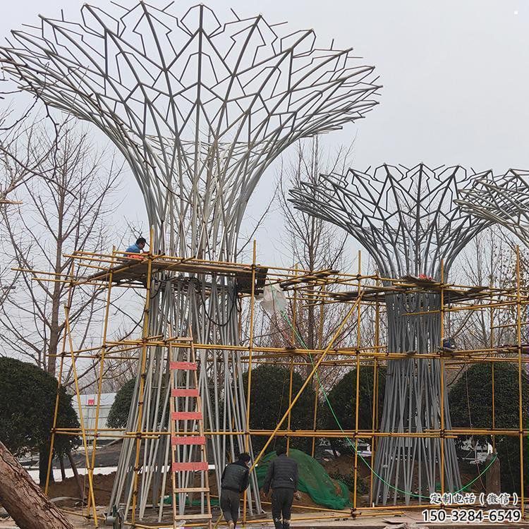 烤漆遮阳树雕塑制造商，室外软装，镂空遮阳树雕塑制作