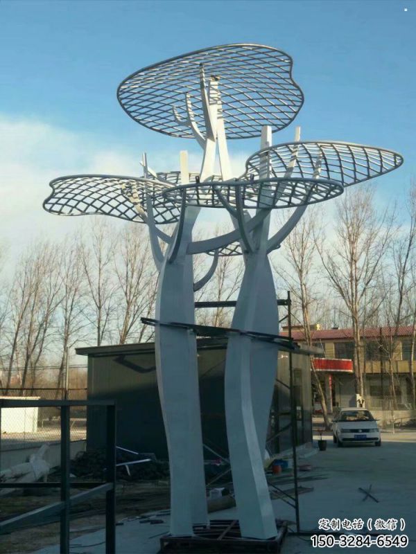 蘑菇树雕塑定价，街头雕塑，镂空蘑菇树雕塑制作厂家