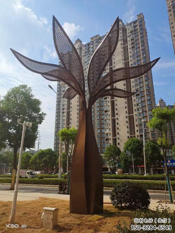 仿真树叶雕塑，校园雕塑，彩绘仿真树叶雕塑厂家